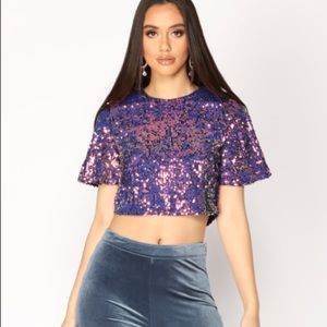 Sequin Crop Top Plus Size